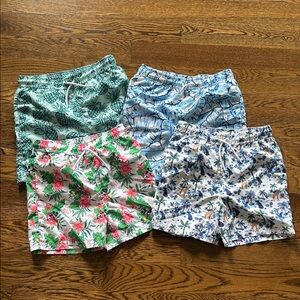 Janie and Jack Kids Swim Trunks - Green, Blue, White Floral